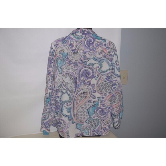 Chico’s 1 (S/M) Multi- Print Long Sleeve No-iron Button Front Shirt - Picture 3 of 4